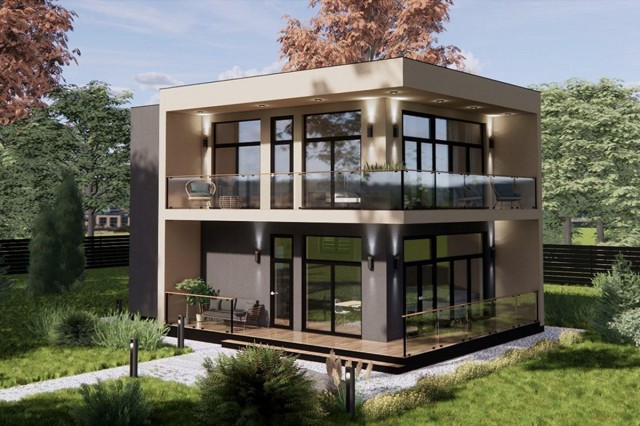 Архитектурный проект двухэтажного дома площадью 160 кв. м. с монолитным каркасом